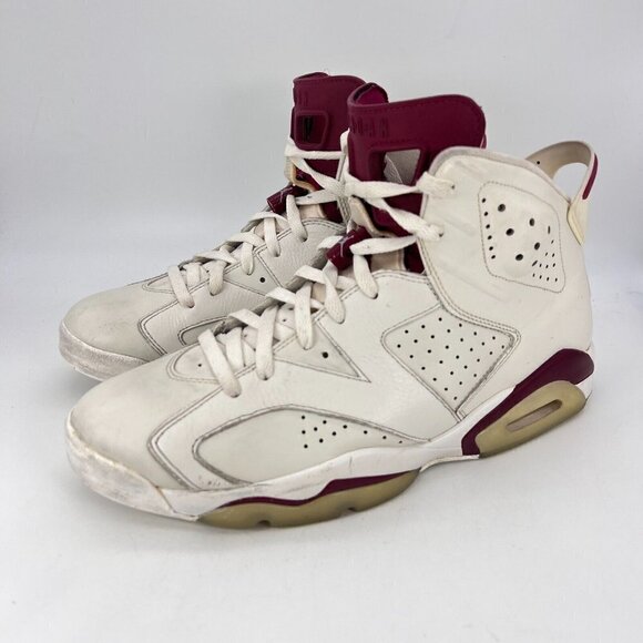Air Jordan Retro 6 VI Maroon Sail White Men Basketball Shoes 384664-116 Size 11 - Picture 1 of 12